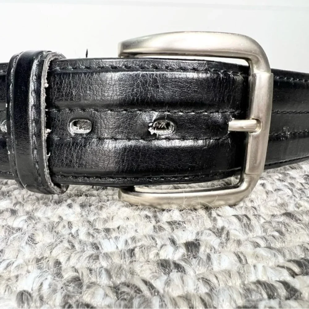 Black Italian leather belt square buckle 36-38